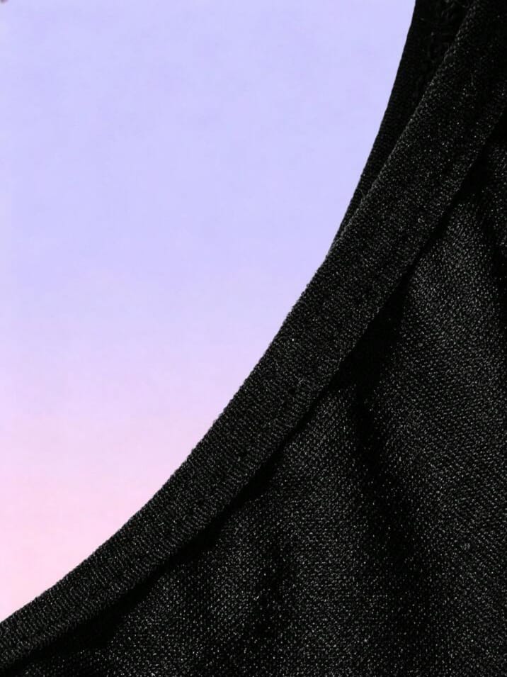 FANDY Men's Black Woven Rear Waist Silver Metal Bead Thong Underwear